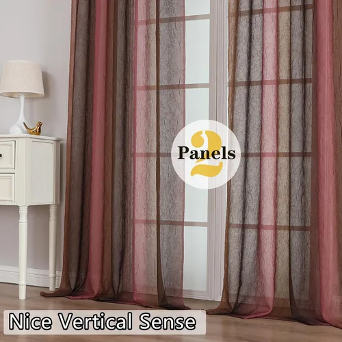Vista 24 de OWENIE Cortinas transparentes degradadas para dormitorio, sala de estar, 96 Morado y dorado