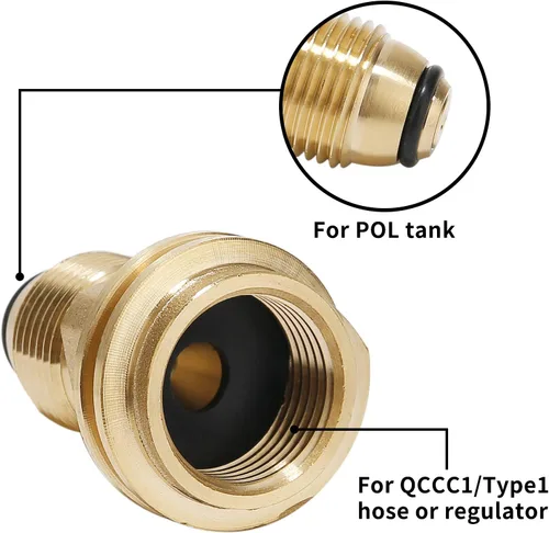 Vista 2 de Roastove Adaptador de tanque de propano, convierte la válvula de tanque POL LP en manguera o regulador QCC1/Type1