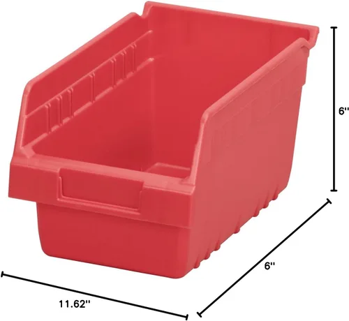 Vista 10 de Akro-Mils 30090 ShelfMax - Caja de almacenamiento de plástico, (12 x 6 x 6 pulgadas), color rojo, (paquete de 10)