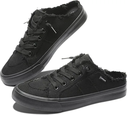 Vista 9 de Obtaom Sandalias de lona para mujer con espuma viscoelástica Clipper, tenis de moda, cómodas, fáciles de poner, sandalias sin tacón para mujer Beige