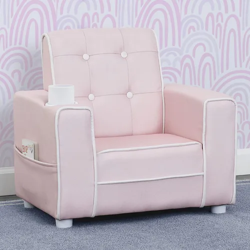 Vista 2 de Delta Children Chelsea Kids - Silla tapizada con soporte para tazas, color rosa
