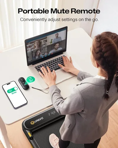 Vista 8 de UREVO Strol 2E Smart 2-in-1 Folding Treadmill, Compact Walking Pad with Safety Handle, Plug and Play, Standing Desk Treadmill with Dual LED Display