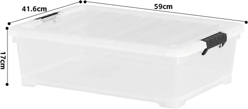 Vista 5 de Kiddream Cajas de almacenamiento transparentes de 25 cuartos de galón debajo de la cama, contenedores apilables de plástico de perfil bajo