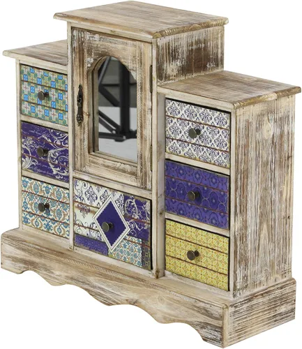 Vista 4 de Deco 79 Joyero rectangular de madera, 18 x 6 x 16 pulgadas, marrón claro