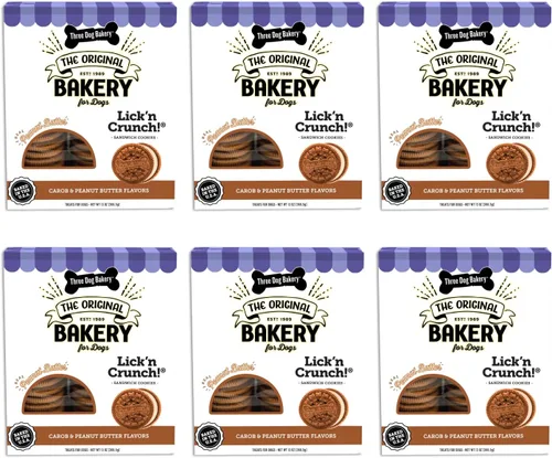 Vista 14 de Three Dog Bakery Lick'n Crunch! Galletas de sandwich para perros de Golden y mantequilla de maní - Golosinas para perros crujientes con sabor a