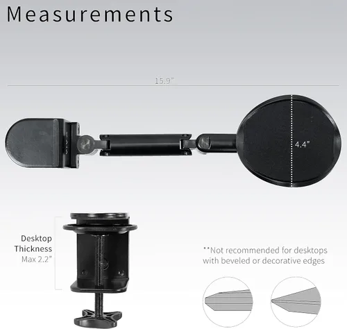 Vista 3 de VIVO Universal Clamp-on Adjustable Armrest, Desk Cradle Rotating Elbow Cushion, Above Table Extension Platform Arm Support, Black, MOUNT-ARM01