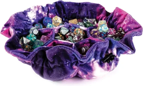 FanRoll Velvet Compartment Dice Bag with Pockets Nebula, Role Playing Game Dice Accessories for Dungeons and Dragons