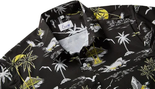 Vista 4 de EUOW - Camisa hawaiana estampada de manga corta para hombre, con botones, de verano, para playa