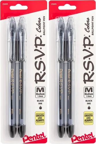 Vista 5 de Pentel R.S.V.P. Colors - Bolígrafo mediano, tinta surtida, paquete de 5 unidades (BK91CRBP5M)