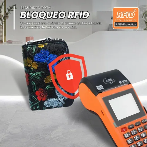 Vista 5 de CONISY - Cartera pequeña de cuero para mujer con bloqueo RFID (mariposa)