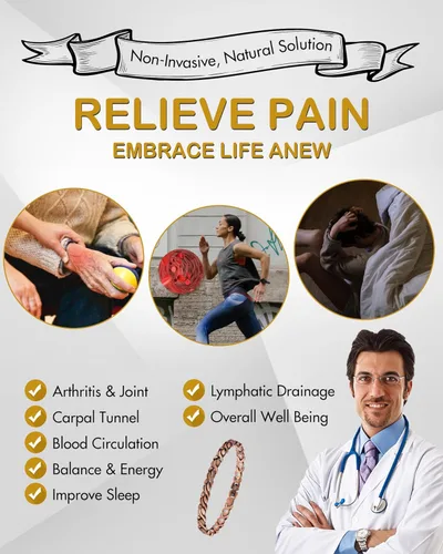 Vista 4 de Feraco Pulseras de cobre para mujer, 99.99 % de cobre puro con imanes de neodimio efectivos, regalo de joyería ajustable con herramienta