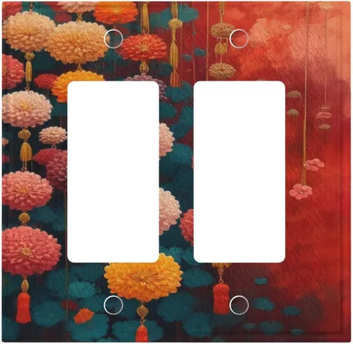 Vista 144 de Cubiertas decorativas para interruptor de luz de arte BOHO, figura abstracta de 1 gang, salida basculante, placa frontal decorativa del interruptor