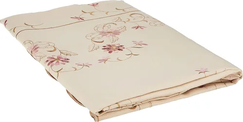 Vista 6 de Violet Linen Mantel de diseño renacentista bordado blanco/blanco, 70 x 120 pulgadas