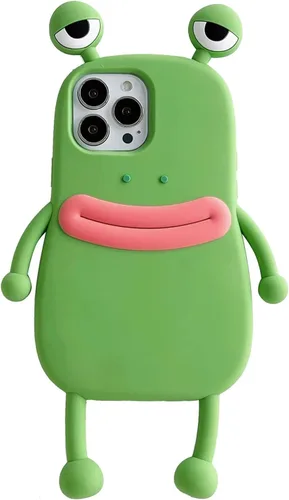Vista 9 de Yatchen Funda fea compatible con iPhone 11, funda de teléfono Kawaii con dibujos animados 3D de rana linda, silicona suave, única, divertida