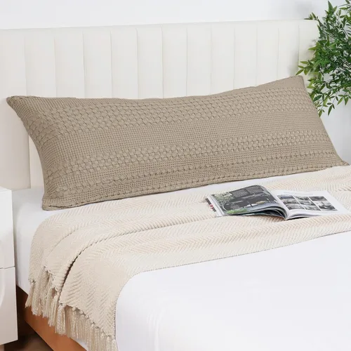 Vista 357 de PHF - Fundas de almohada 100% algodón con tejido gofre europeo, 26 x 26 pulgadas, 2 unidades para decoración elegante del hogar, para cama, sin