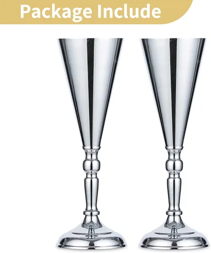 Vista 6 de Nuptio Jarrón decorativo de metal con diseño de trompeta para flores, para bodas, centros de mesa, arreglos de flores artificiales