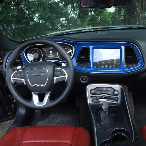 Vista 5 de Voodonala para Consolas Centrales Challenger, Cubierta Protectora del Tablero de Instrumentos para 2015-2024+ Dodge Challenger, Accesorios Azul