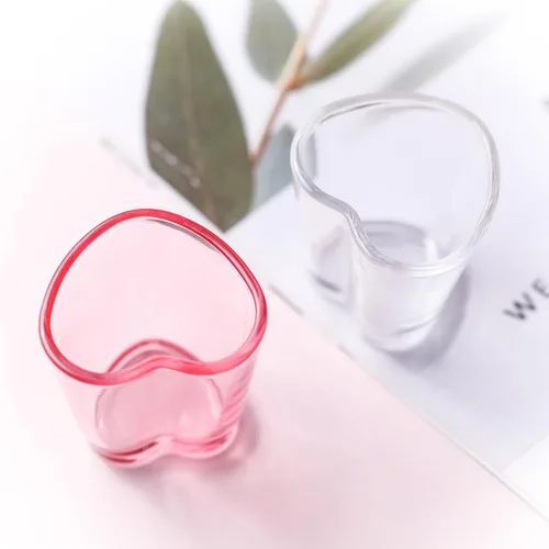 Vista 4 de Set de Vasos de Chupito en Forma de Corazón, Vaso de Chupito Rosa Lindo para Accesorios de Carro de Bar 1.5oz (6, Rosa)