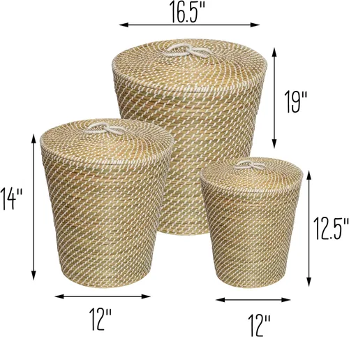 Vista 7 de Honey-Can-Do Juego de 3 cestas de serpientes de hierba marina, natural STO-08750 Natural