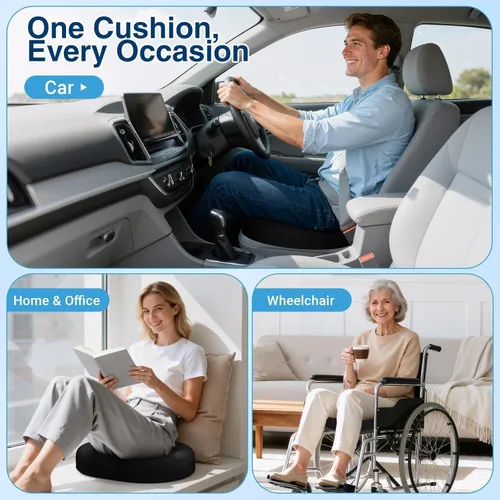 Vista 7 de CushZone Almohada de Dona para Postparto y Embarazo - Grandes Cojines Ergonómicos para Silla, Cojín para Silla de Oficina, Almohada Respirable