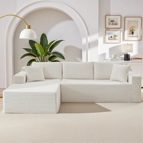 Vista 22 de Sofá modular de 110 pulgadas, sofá modular Cloud con asiento profundo, sofás tapizados sin hueso para sala de estar, sofá modular moderno
