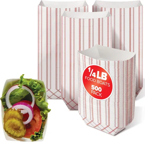 Vista 13 de Stock Your Home Botes pequeños de papel para alimentos (paquete de 100) bandejas desechables de 1 libra a cuadros rojos y blancos, botes de comida