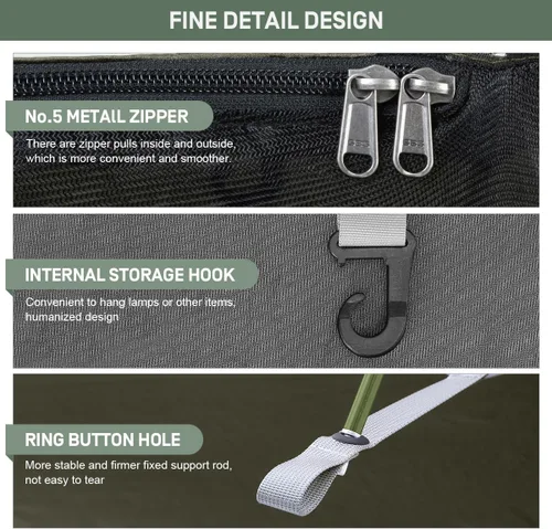 Vista 5 de ETROL Hamaca de camping con mosquitera, hamaca portátil de paracaídas 3 en 1, hamacas dobles e individuales, tienda de campaña para viajes al aire