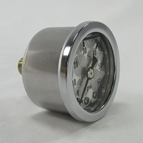 Vista 2 de Marshall - Manómetro de aceite de 60 psi, a prueba de golpes y relleno de líquido, ajuste NPT de 1/8 pulgadas, cara de manómetro girado por motor