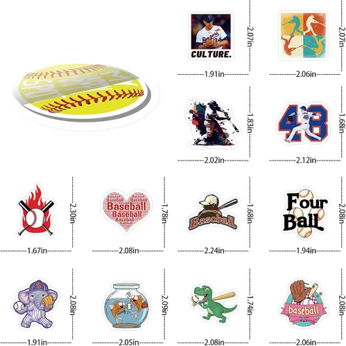 Vista 2 de 102 calcomanías de béisbol para álbumes de recortes, lindas calcomanías de vinilo motivacional impermeables para botellas de agua, cascos, equipaje