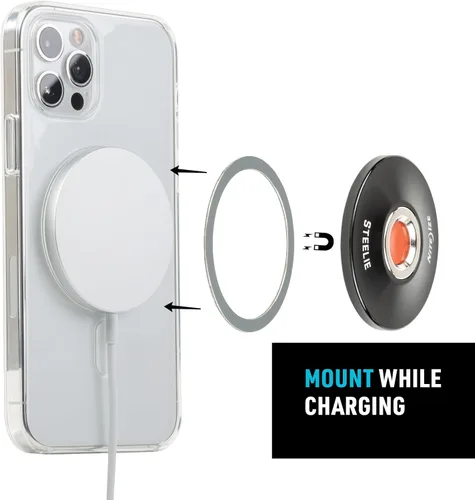 Vista 4 de Nite Ize Steelie Orbiter Plus - Zócalo magnético y anillo de metal - Soporte de salpicadero para coche con montaje magnético - Soporte