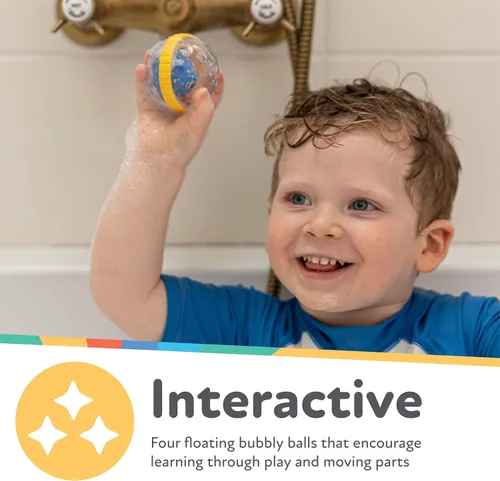 Vista 4 de Nuby Bubbly Buds - Juego de baño interactivo (paquete de 4) juguetes de baño para bebés, más de 6 meses