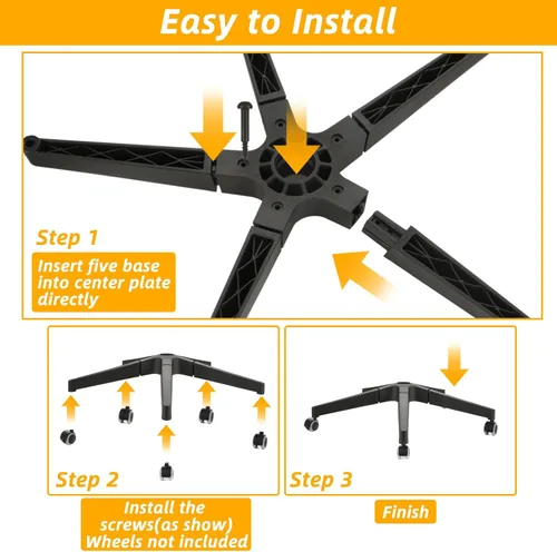 Vista 6 de Piezas de repuesto para base de silla de oficina, resistentes, 2500 libras, base de silla de escritorio de 28 pulgadas, reemplazo universal