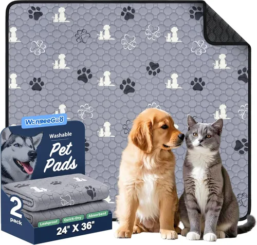 Vista 13 de WanpeeGoo Almohadillas lavables para orina para perros, paquete de 4 almohadillas absorbentes reutilizables para entrenamiento de perros