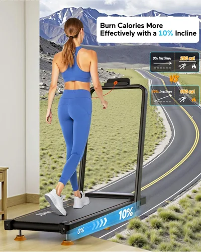 Vista 3 de Caminadora mejorada 2025 con 8% de inclinación y barra de mango, cinta de correr portátil de 3.5 HP para el hogar pequeño, almohadilla compacta