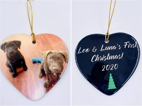 Vista 5 de Personalized Picture Christmas Ornaments (Heart)