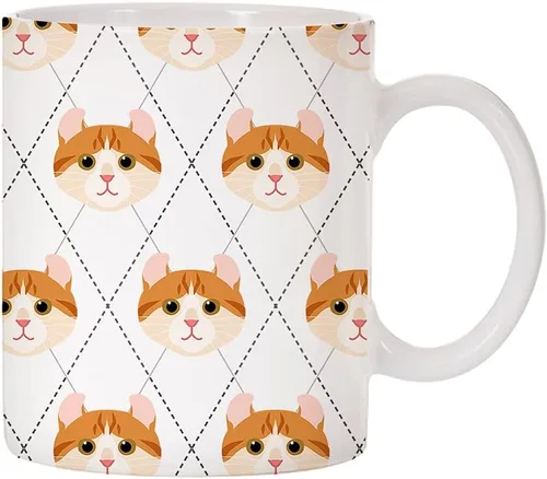 Vista 25 de Adorable taza de café de cerámica con diseño de raza de gato con diseño de rombos de 11 oz (Tuxedo)