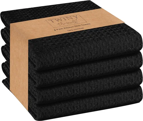 Vista 34 de TWINY - Juego de 6 toallas de cocina, 100% algodón suave, tejido de gofre, paños de cocina y platos con lazo para colgar, reutilizables para Beige