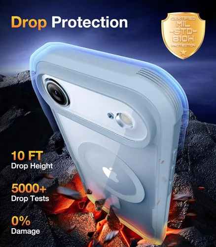 Vista 6 de Diaclara Funda magnética diseñada para iPhone Air, protector de pantalla de cuerpo completo, compatible con MagSafe, funda militar a prueba