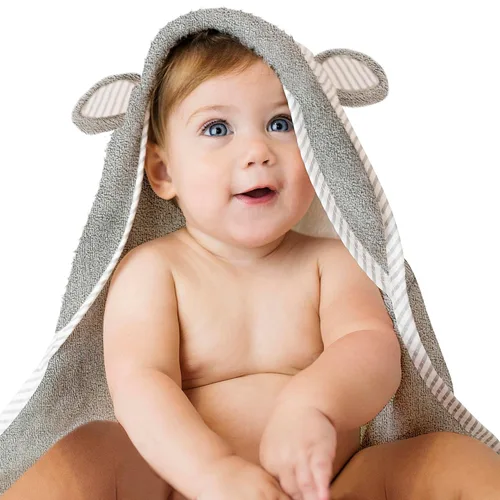 San Francisco Baby Toallas para recién nacidos, toallas de baño con capucha para niños y niñas, toallas de baño para niños con capucha, color gris
