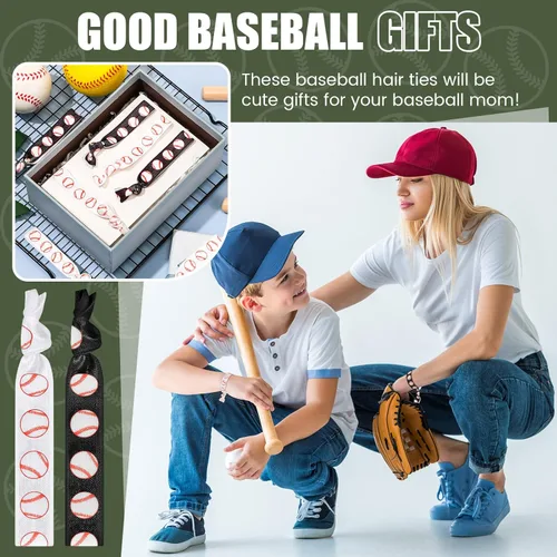 Vista 5 de Hanaive 20 bandas elásticas para el pelo de sóftbol, bandas para el cabello, sin arrugas, accesorios de sóftbol para mujeres (béisbol)