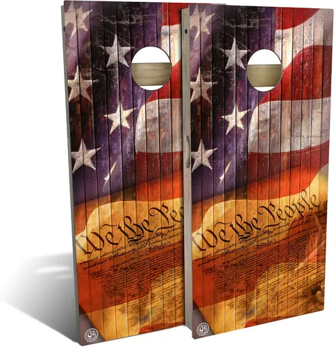 Vista 8 de Slick Woody's Tablas de Cornhole de grado profesional – Juego patriótico de lanzamiento de madera maciza de grano de madera maciza de 4 x 2 pies