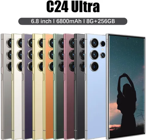 Vista 9 de C24 Ultra, teléfonos desbloqueados, 8 GB+256 GB Dual SIM Dual Standby, Android 14.0, teléfono celular 5G, batería de 6800 mAh teléfono móvil