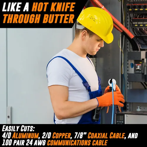 Vista 2 de Mutt Tools - Cortadores de cables de alta resistencia de 10 pulgadas para cables eléctricos, tijeras profesionales para cobre y aluminio, corta