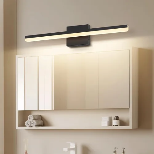 Vista 4 de Lámparas LED modernas para tocador de baño, 24 pulgadas, regulables, 5CCT, 18W, luz de baño sobre espejo, accesorios de iluminación de pared negra