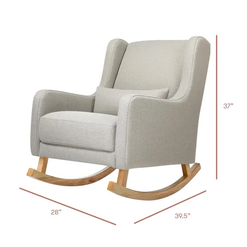 Vista 6 de Babyletto Kai Rocker de sarga ecológica gris rendimiento con patas ligeras, repelente al agua y resistente a las manchas, Greenguard Gold