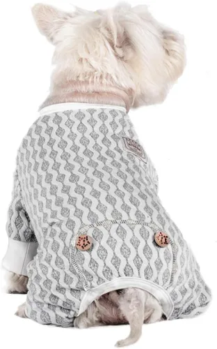 Vista 21 de KYEESE Pijamas para perros elásticos de 4 patas, pijamas a rayas para perro, overol ligero, pijama para cachorro, suave, transpirable, acogedor