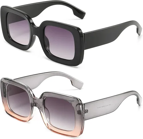 Vista 2 de Gafas de sol cuadradas para mujeres y hombres, sombras clásicas a la moda de gran tamaño DSR033
