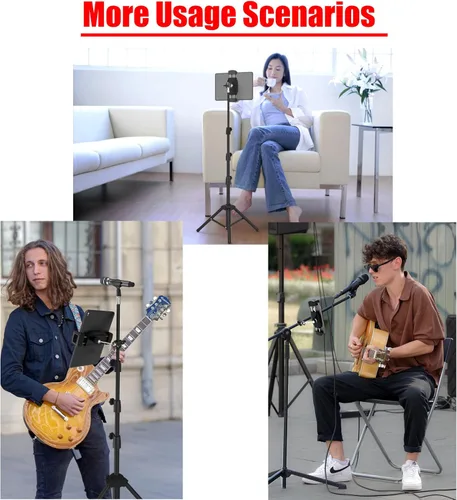 Vista 5 de Kereal Soporte para tableta para soporte de micrófono con cabezal de bola de 360° y adaptador de 3/8 a 1/4, soporte de micrófono, soporte de música