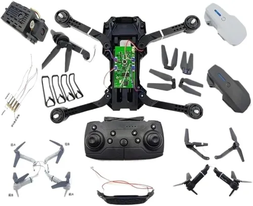 Vista 4 de Compatible with E88 E525 drone control accessories, propeller blades, motor arm, control baseboard, camera, USB gear, protection frame.(Black)