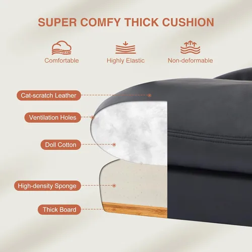 Vista 5 de Silla de oficina ergonómica para grandes y altos con soporte lumbar, silla ejecutiva de cuero sintético negro con recordatorio de vibración